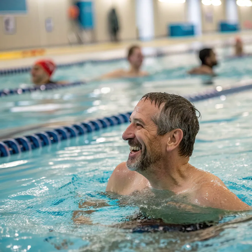 John enjoying swimming class