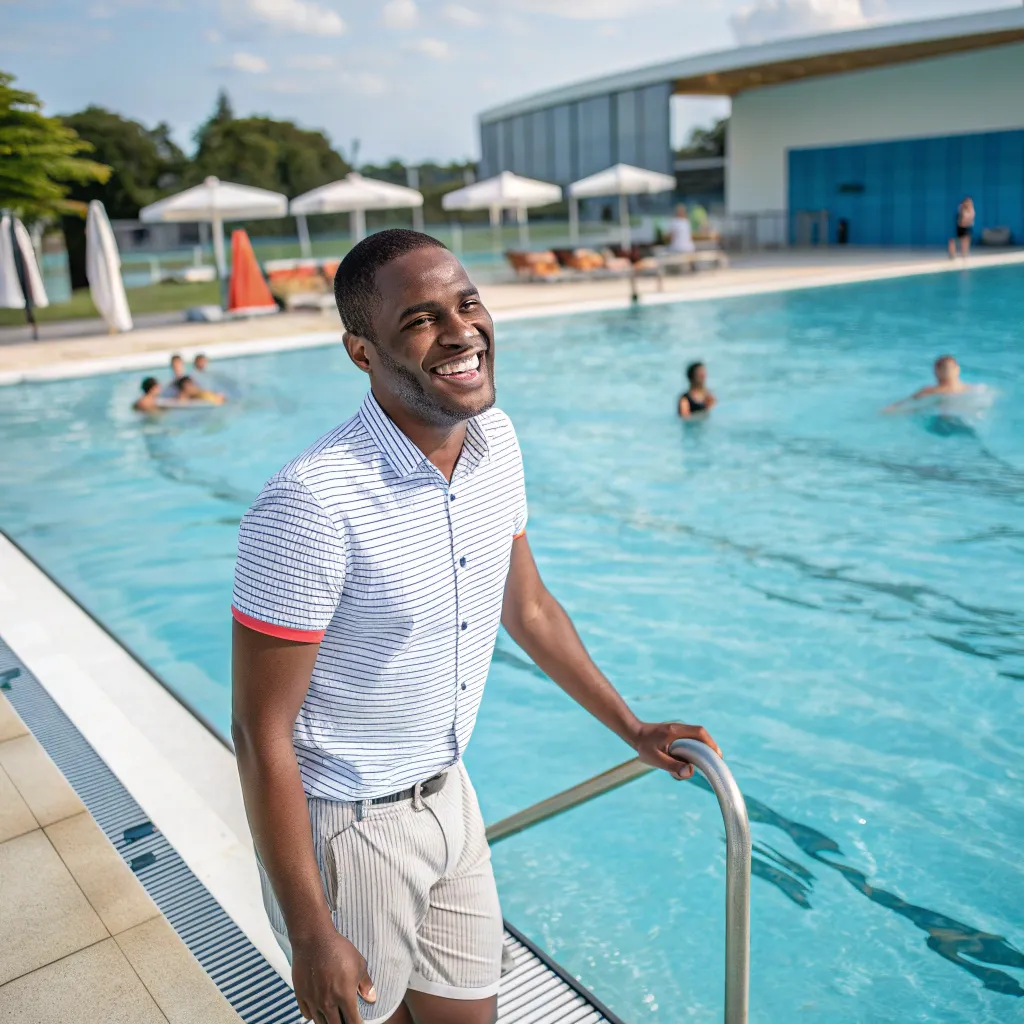 Michael smiling at the VEXLANTHIROX pool